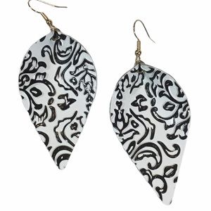 Black & white vegan leather Petal earrings